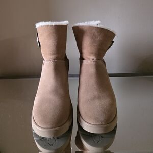 UGG Tan Ankle Booties with Sheepskin Lining